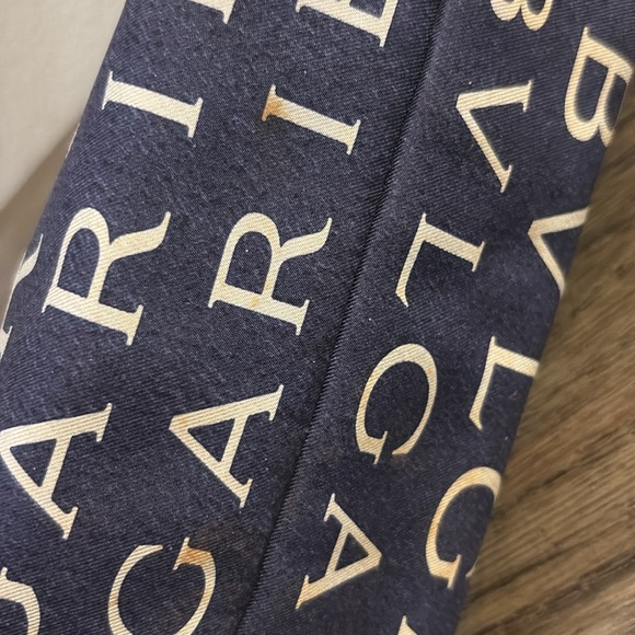 [BLVGARI] Signature Logo Navy & White Cosmetic Full-Zip Travel Toiletry Bag - Picture 11 of 11